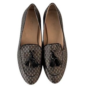 J Crew Factory Officecore Old Money Jacquard Diamond Print Tassel Loafers